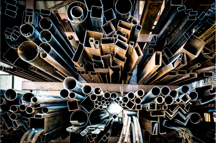 A collection of different types of steel bar.