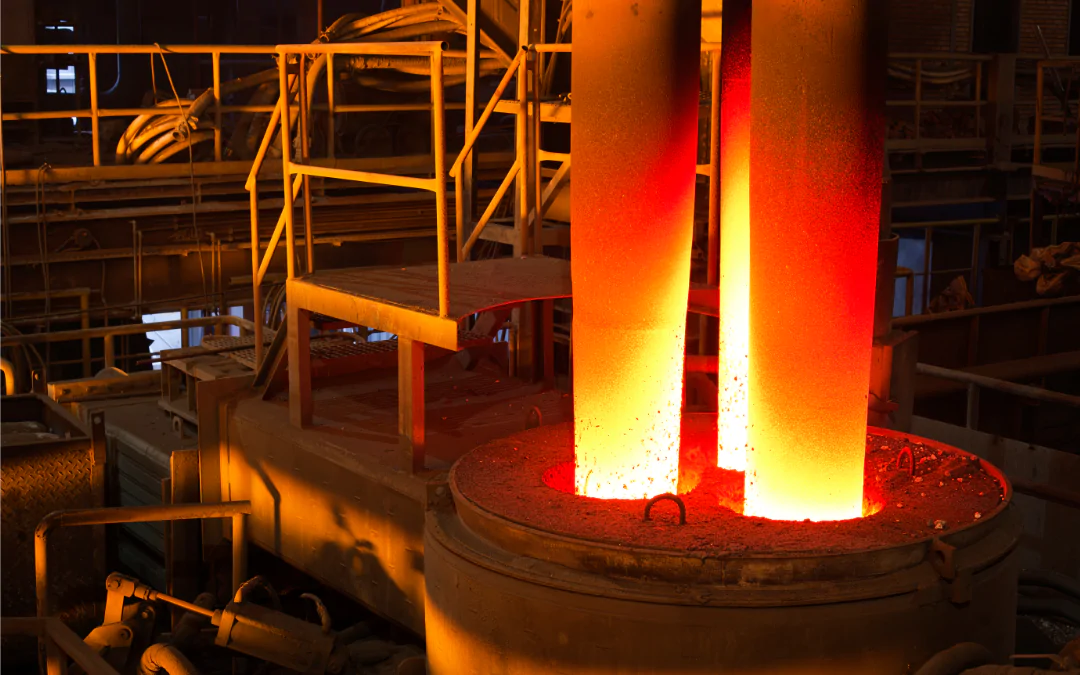Molten steel being fabricated