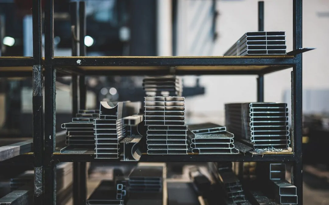 Steel Poles on Shelf in Warehouse